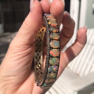 Fiery Opal Diamond bangle bracelet.